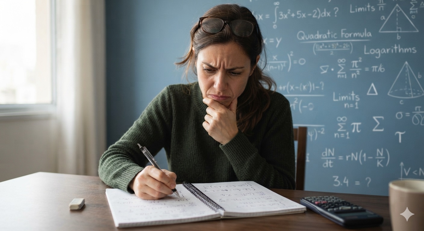 Pessoa com dificuldade diante de uma questão de Matemática